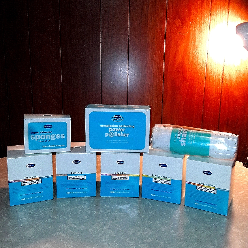 Bliss Labs Seaweed Task Masks, Super Hair Shammy, and Power perfecting Polisher